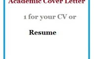 Academic Cover Letter 1 for your CV or Resume