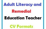 Adult Literacy and Remedial Education Teacher CV Formats