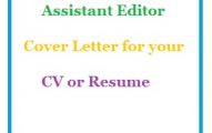 Assistant Editor Cover Letter for your CV or Resume