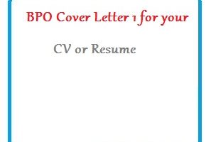 BPO Cover Letter 1 for your CV or Resume