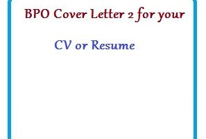 BPO Cover Letter 2 for your CV or Resume