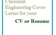 Chemical Engineering Cover Letter for your CV or Resume
