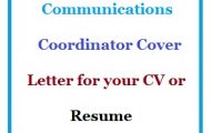 Communications Coordinator Cover Letter for your CV or Resume