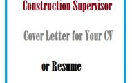Construction Supervisor Cover Letter for Your CV or Resume