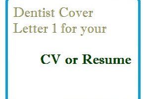 Dentist Cover Letter 1 for your CV or Resume