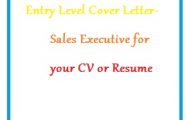 Entry Level Cover Letter - Sales Executive for your CV or Resume