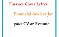 Finance Cover Letter - Financial Advisor for your CV or Resume