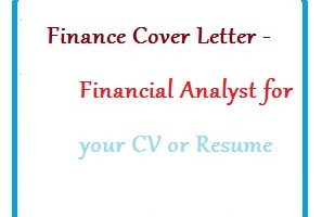 Finance Cover Letter - Financial Analyst for your CV or Resume