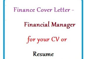 Finance Cover Letter - Financial Manager for your CV or Resume