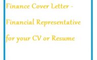 Finance Cover Letter - Financial Representative for your CV or Resume
