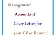 Management Accountant Cover Letter for your CV or Resume