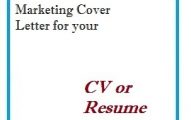 Marketing Cover Letter for your CV or Resume