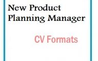 New Product Planning Manager CV Formats