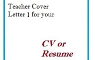 Teacher Cover Letter 1 for your CV or Resume