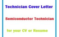 Technician Cover Letter - Semiconductor Technician for your CV or Resume