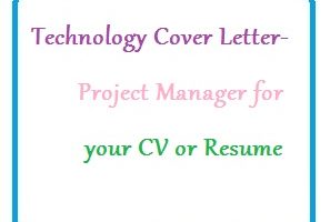Technology Cover Letter - Project Manager for your CV or Resume