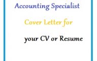 Accounting Specialist Cover Letter for your CV or Resume