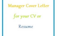 Manager Cover Letter for your CV or Resume