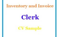 Inventory and Invoice Clerk CV Sample