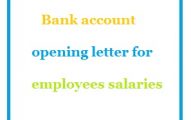 Bank account opening letter for employees salaries